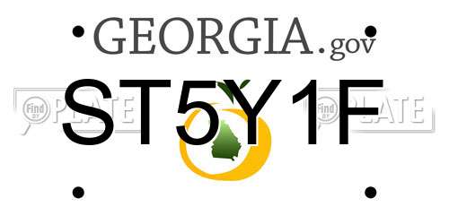 ST5Y1F Georgia License Plate
