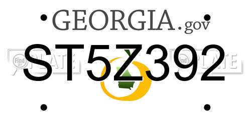 ST5Z392 Georgia License Plate