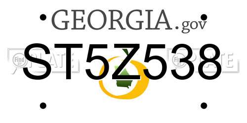 ST5Z538 Georgia License Plate