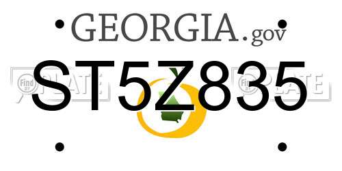ST5Z835 Georgia License Plate