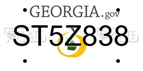 ST5Z838 Georgia License Plate