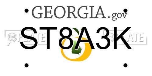 ST8A3K Georgia License Plate