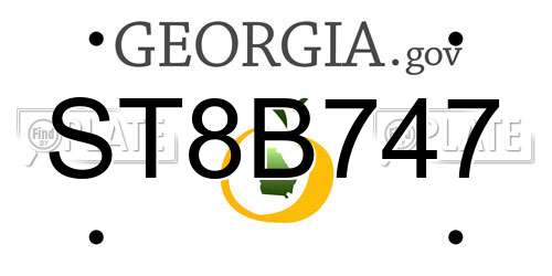 ST8B747 Georgia License Plate