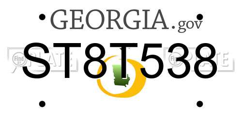 ST8T538 Georgia License Plate