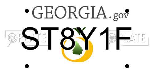 ST8Y1F Georgia License Plate