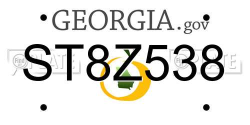 ST8Z538 Georgia License Plate