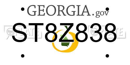 ST8Z838 Georgia License Plate