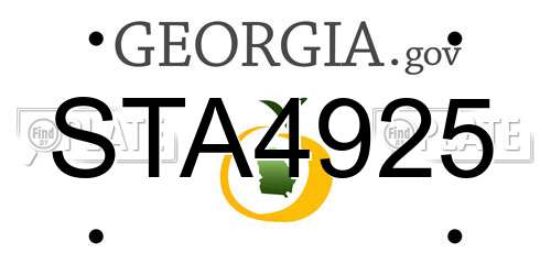 STA4925 Georgia License Plate