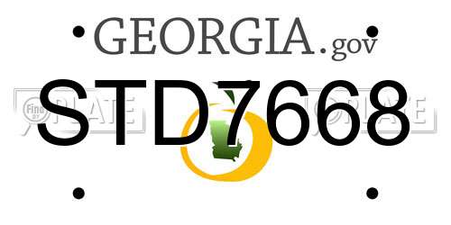 STD7668 Georgia License Plate