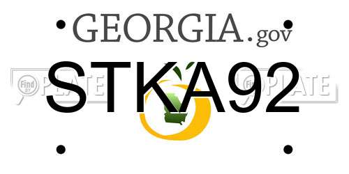 STKA92 Georgia License Plate