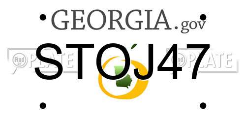 STOJ47 Georgia License Plate