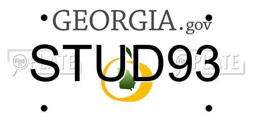 STUD93 Georgia License Plate