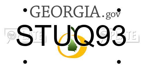 STUQ93 Georgia License Plate