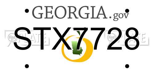 STX7728 Georgia License Plate