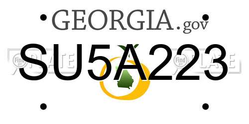 SU5A223 Georgia License Plate