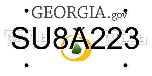 SU8A223 Georgia License Plate
