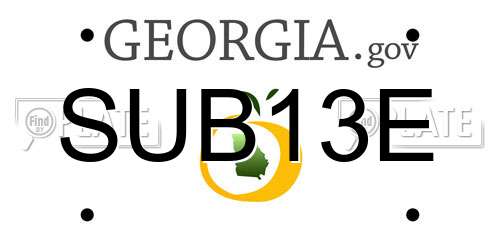 SUB13E Georgia License Plate