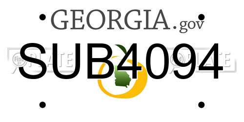 SUB4094 Georgia License Plate