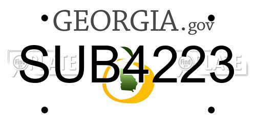 SUB4223 Georgia License Plate