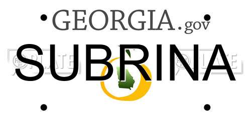 SUBRINA Georgia License Plate