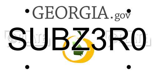 SUBZ3R0 Georgia License Plate