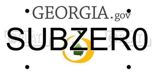 SUBZER0 Georgia License Plate