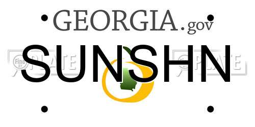 SUNSHN Georgia License Plate