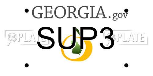 SUP3 Georgia License Plate