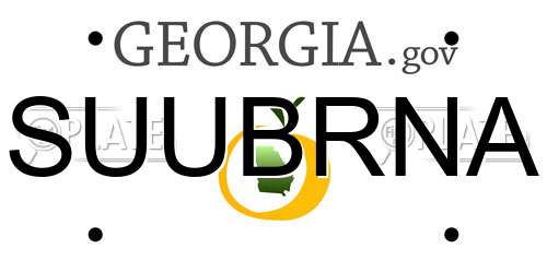 SUUBRNA Georgia License Plate