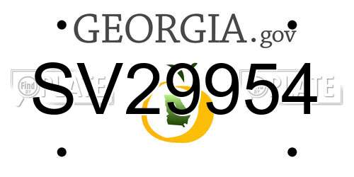 SV29954 Georgia License Plate