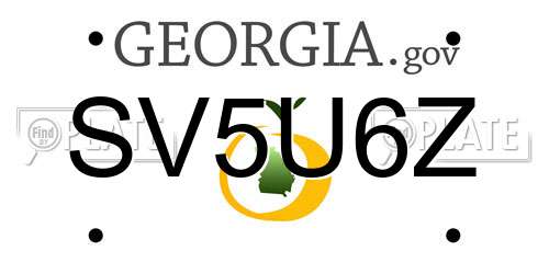 SV5U6Z Georgia License Plate