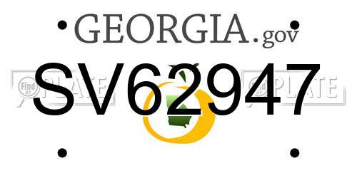 SV62947 Georgia License Plate