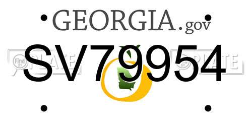 SV79954 Georgia License Plate