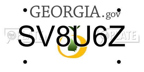 SV8U6Z Georgia License Plate