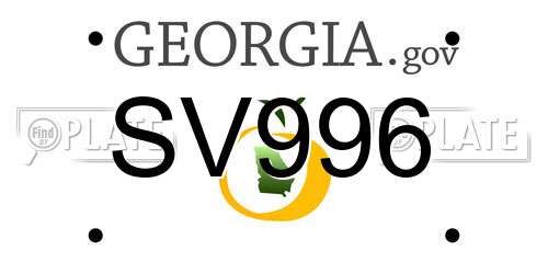 SV996 Georgia License Plate