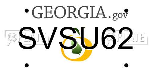 SVSU62 Georgia License Plate