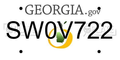 SW0V722 Georgia License Plate