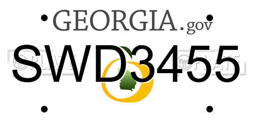SWD3455 Georgia License Plate
