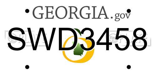 SWD3458 Georgia License Plate