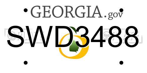 SWD3488 Georgia License Plate