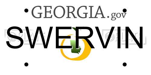 SWERVIN Georgia License Plate