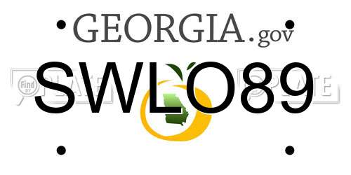 SWLO89 Georgia License Plate