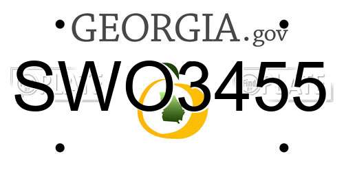 SWO3455 Georgia License Plate