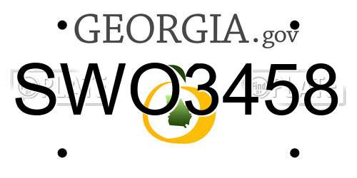 SWO3458 Georgia License Plate