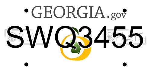 SWQ3455 Georgia License Plate