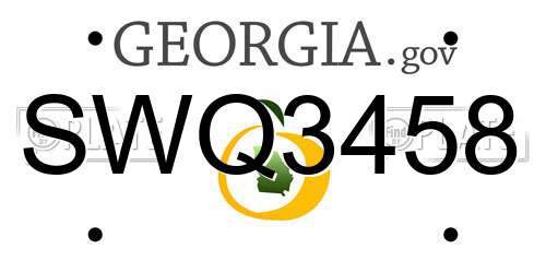 SWQ3458 Georgia License Plate