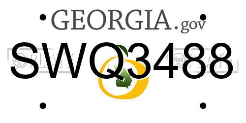 SWQ3488 Georgia License Plate