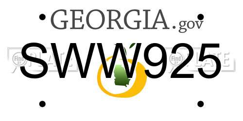 SWW925 Georgia License Plate