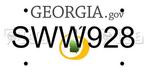 SWW928 Georgia License Plate