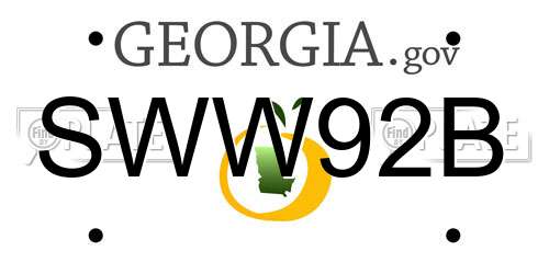 SWW92B Georgia License Plate